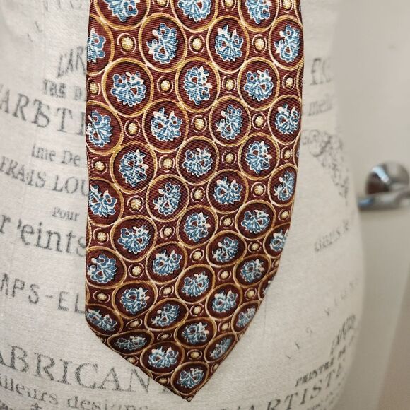 Vintage Silk Tie Brown & Blue - Picture 3 of 6